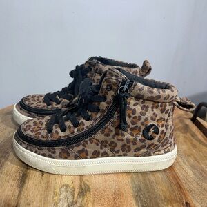 Leopard Metallic High Top Toddler Sneakers with Side/Top Zipper